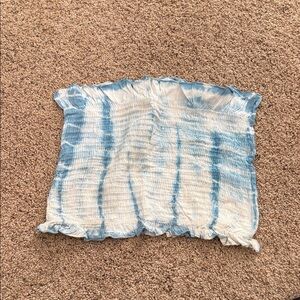 Blue & White Tie-Dye Smocked Crop Top